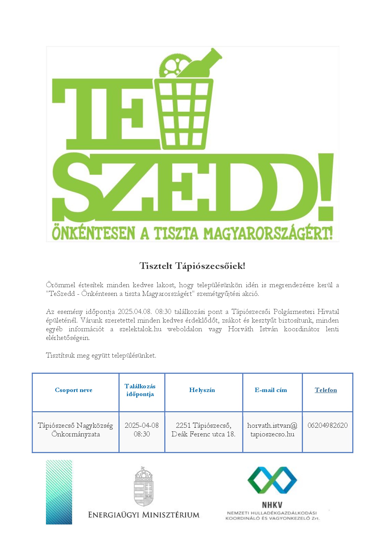 Önkéntesen a tiszta Magyarországért